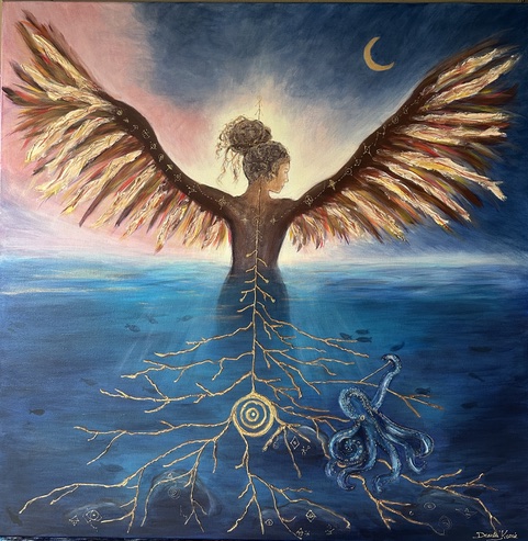Korzenie Nieba – Akryl na płótnie, 100 × 100 cm, Danuta Kozak
