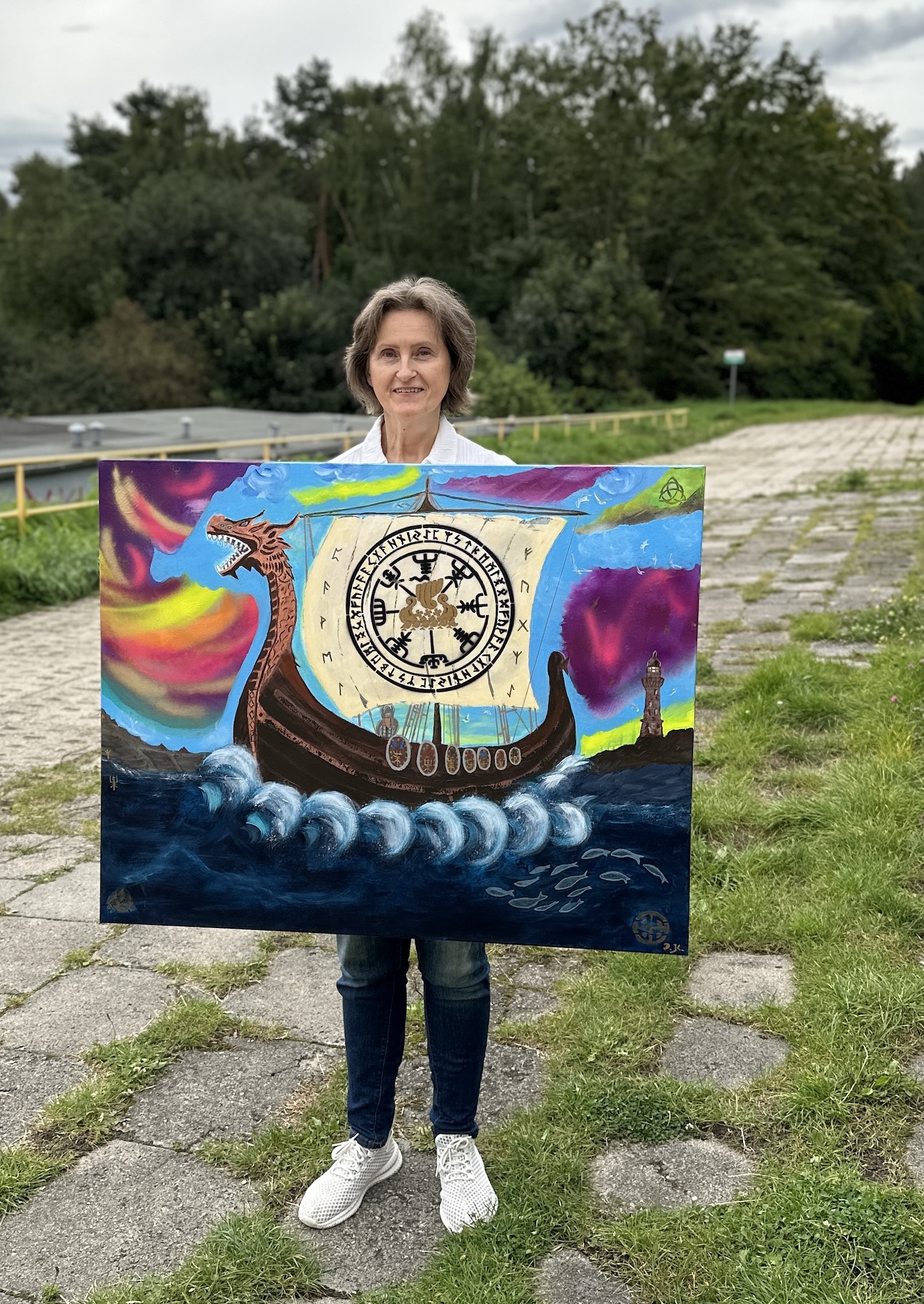 Moc Wikinga – Akryl na płótnie, 100 × 80 cm, Danuta Kozak