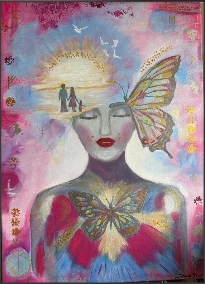 Motyle rodzinnych snów – Akryl na płótnie, 50 × 70 cm, Danuta Kozak