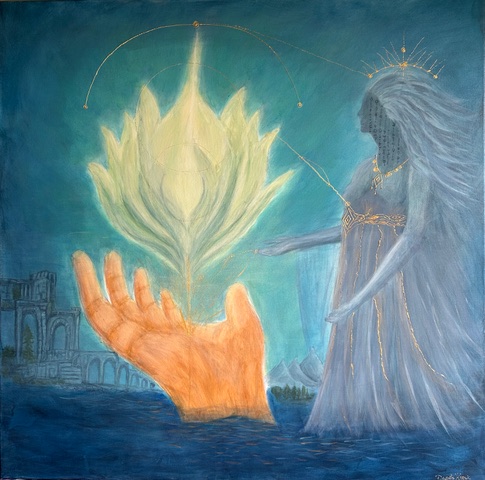 Pamięć Lemurii – Akryl na płótnie, 100 × 100 cm, Danuta Kozak