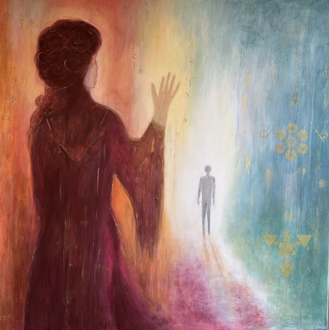 Po drugiej stronie światła – Akryl na płótnie, 100 × 100 cm, Danuta Kozak