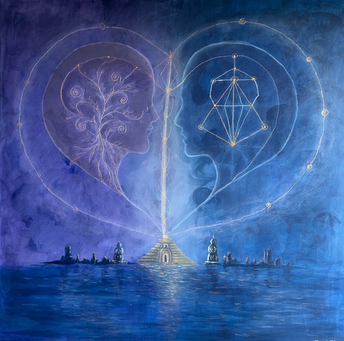 Heart of Mu – Acrylic on canvas, 100 × 100 cm, Danuta Kozak