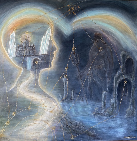 Światło Atlantydy – Akryl na płótnie, 100 × 100 cm, Danuta Kozak