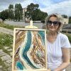 Płynąca rzeka i piaski  40x50cm
